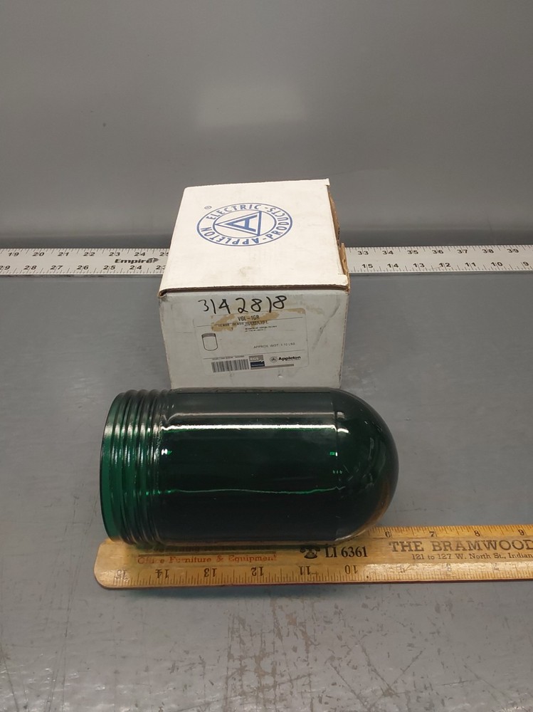 NOS Appleton VGL-1GR Green Glass Globe Incandescent Fixtures 60-150W
