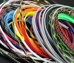 Black/Red PET Woven/Snake Skin Mesh Flame Retardant Wire Protection Cover 3-40mm