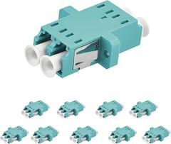 LC LC UPC Duplex Multimode Fiber Optic Adapter Coupler OM3 Aqua 10 Pack Data