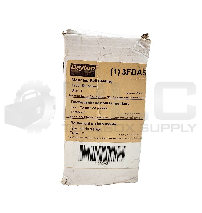 NEW SEALED DAYTON 3FDA5 MOUNTED BALL BEARING, SET-SCREW, 2-BOLT FLANGE, 1IN BORE