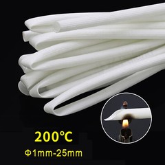 Silicon Fiber Glass Insulated Tube Braided High Temperature Sleeving 200℃ WHITE