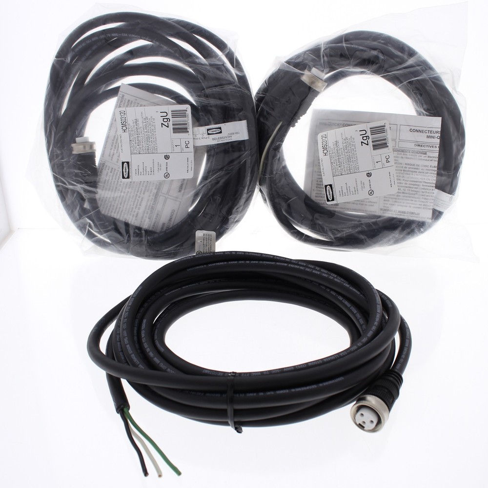 3 Hubbell 20′ Mini-Quick Female Plug Straight Cables #16/3 AWG STOOW HCMS03120