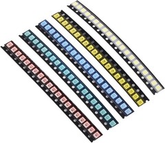 SMD LED Diodes Kit 3528 1210 200pcs Assorted Colors Green Red White Blue Yellow