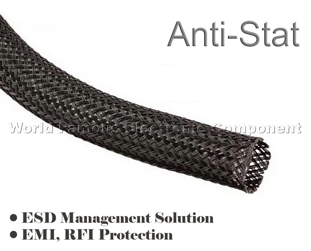 3/8″ Anti-Stat Conductive Carbon Infused Nylon Braided Expandable Sleeving ,USA