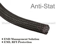 3/8″ Anti-Stat Conductive Carbon Infused Nylon Braided Expandable Sleeving ,USA