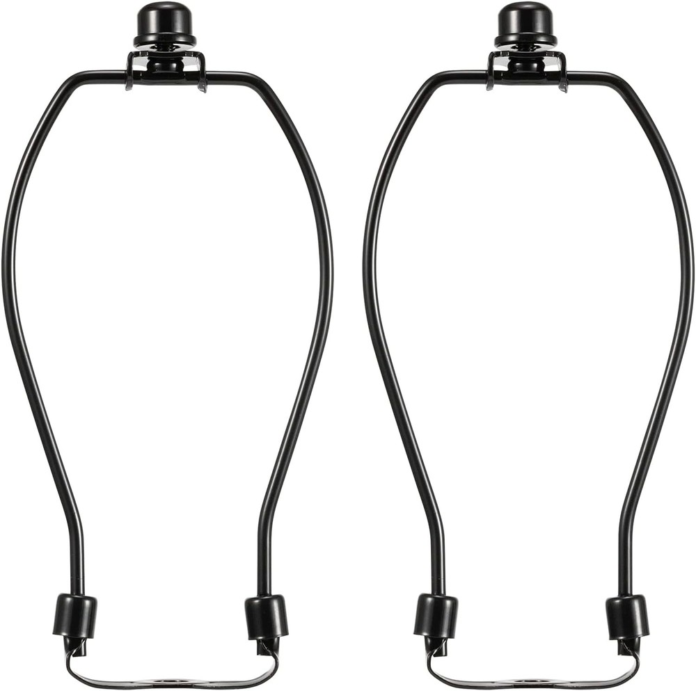 7 Inch Lamp Harp Kits Polish Black Finish 3/8 Inch Saddle Base Holes Light Duty