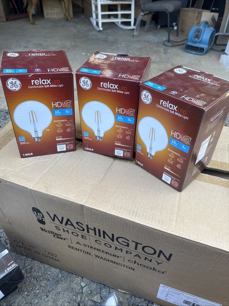 3 Pack GE 93116239 LED Light Bulb, G40 Lamp, 60 W Equivalent, E26 Medium Bulbs