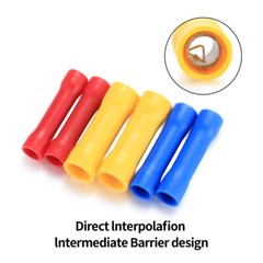 Insulated Straight Butt Connectors Electrical Crimp On Terminals Wire Cable