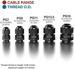 25 Pack Waterproof Cable Glands Pg7 Pg9 Pg11 Pg13.5 Pg16 For Electrical Conne…