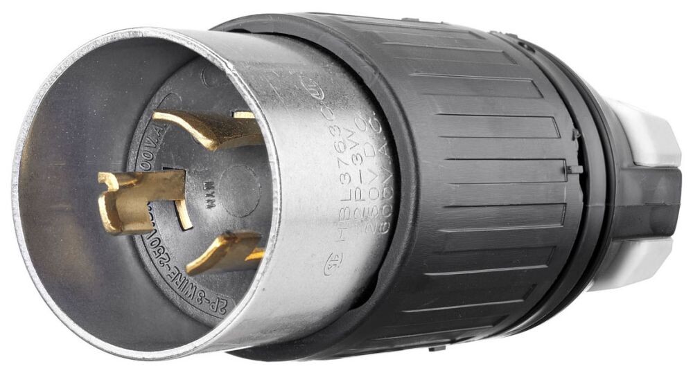 Bryant Electric 3763, 600VAC, 250VDC, 50 A, Grounding, Locking Device Plug, 1 pc