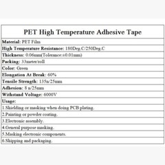 33M PET Adhesive Polyester Tape High Temp Masking Powder Coating Green 5-100mm