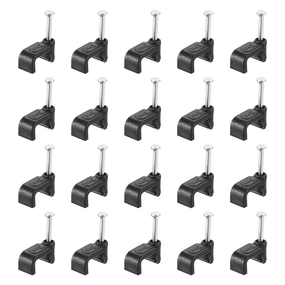 Cable Clips with Steel Nail, 200Pcs 10mm/0.39″ Plastic Cable Wire Clips, Black