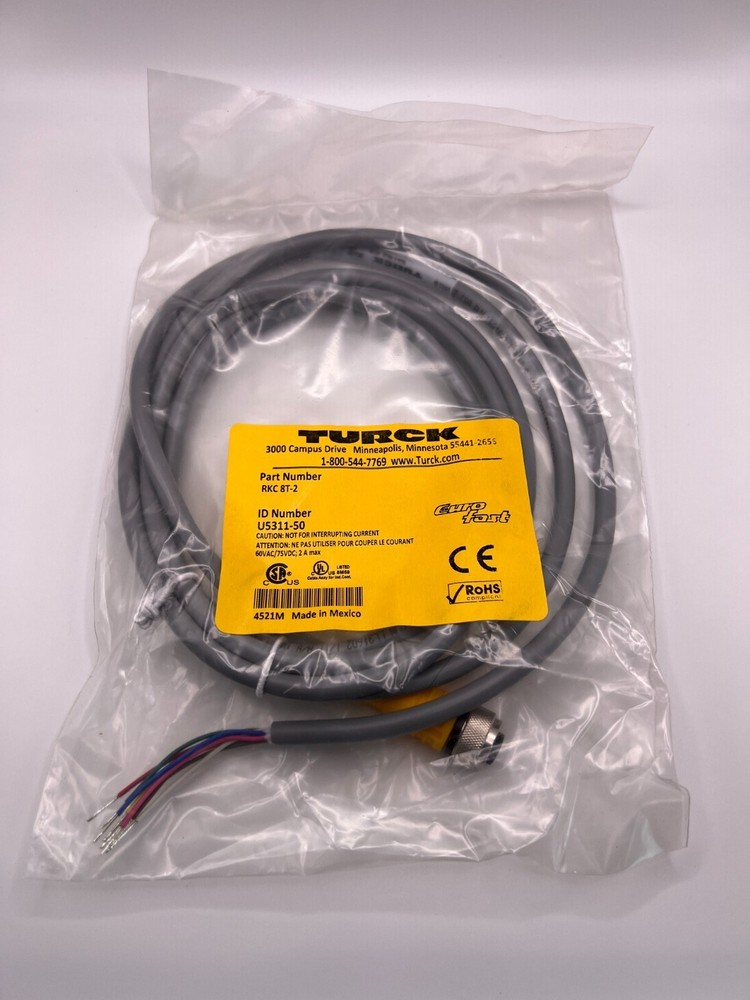 Turck RKC 8T-2 : M12 Female to 8 wire pigtail single-ended cableset