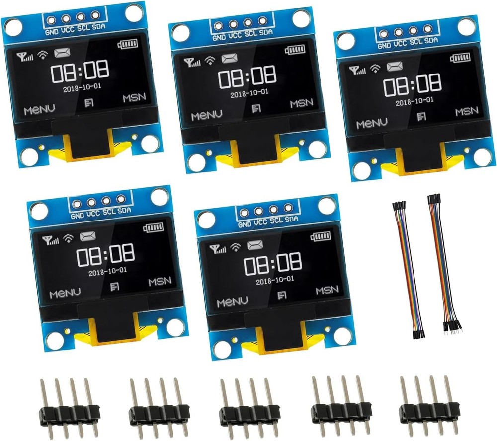 5 Pack 0.96 inch OLED IIC Display Module 128×64 Pixel Mini White