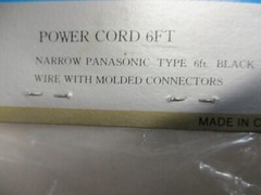 Free Ship, 6 ft Narrow Panasonic Type Power Cords, 2 wire