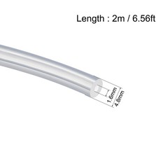 Silicone Tube 1.6mm ID x 4.8mm OD 6.56ft 2m Flexible Silicon Rubber Transparent