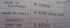 Hitachi 3-837424-D O-Ring AS568-382, M308ATE, 450123