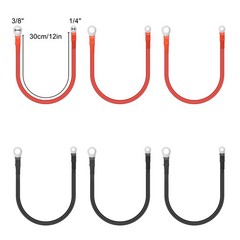 6 PCS 6AWG Battery Inverter Cables 12in 3/8″ & 1/4″ Tinned Copper Terminals Wire