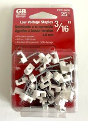 LOT OF 250 GARDNER BENDER WHITE 3/16″ LOW VOLTAGE STAPLES 10 PKS OF 25 PSW-1600