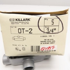 Killark OT-2 3/4″ Threaded Hub Conduit Body TEE Lot Of 5