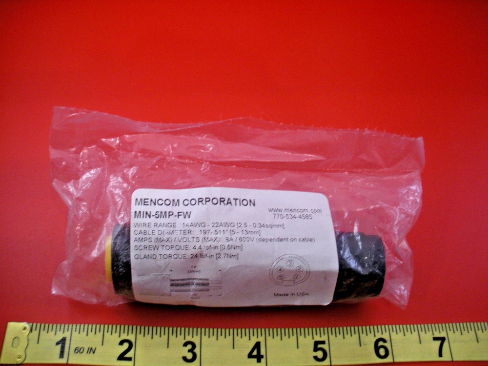 Mencom MIN-5MP-FW Connector Wireable Male Straight Plug 5 Pin Pole MIN5MPFW New