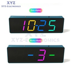 DIY Electronic Clock Kit LED Digital RGB Clock Time Temperature Date Display 5V
