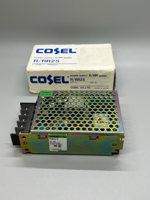 COSEL POWER SUPPLY R25U-5, 5V 5A, AC100-120V, 0.70A 50-60 HZ, R/RR SERIES R/RR25
