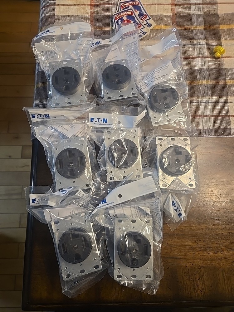 8-EATON AH1257BK-F Flush Mount Receptacle 30A 125-250V 3P 4-Wire Grounding