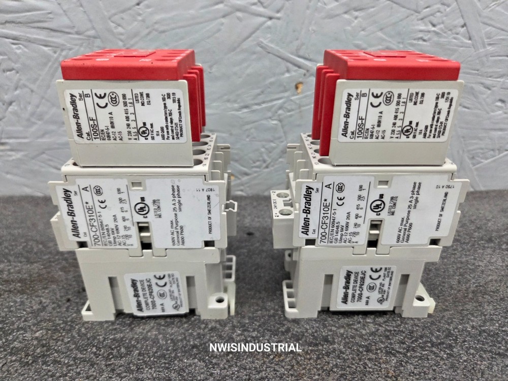 Lot of 2-ALLEN BRADLEY 700S-CF620EJC /A SAFETY RELAY W/ 700-CF310E* /A W/ 100S-F