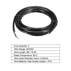 16.4ft RVV Wire Cable for Car Extension Cord Copper Wire Conductor Core 20 AWG