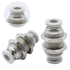 Pneumatic Bulkhead Connector Stainless Steel/Copper Nickel Plated Push Fitting