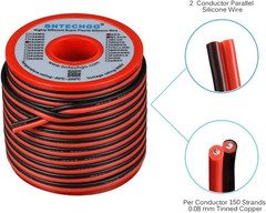 18 Gauge Flexible 2 Conductor Parallel Silicone Wire Spool Red Black High Resist