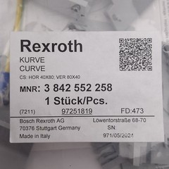 Rexroth 3842552258 Modular Cable Duct Curve, 90 Degree, HOR 40×80, VER 80×40