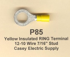 25 Yellow Insulated RING Terminal Connector #12-10 Gauge Wire AWG 7/16″ Stud USA