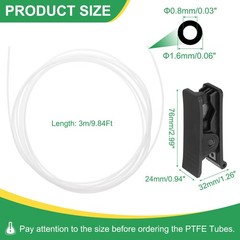 9.8 Ft PTFE Pipe, 0.8mm ID x 1.6mm OD PTFE Pipe With Pipe Cutter (White)