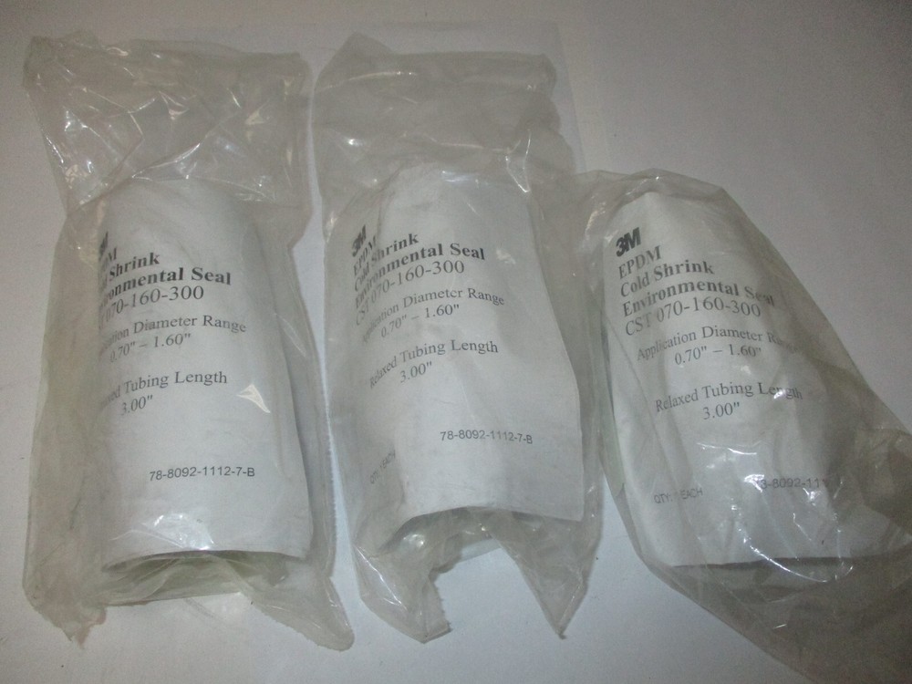 3M EPDM COLD SHRINK CST 070-160-300, DIA RANGE 0.70″-1.60″ X 3″ LG TUBE