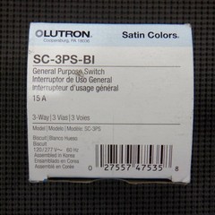 Lutron SC-3PS-BI General Purpose 15A 3-Way 120V Satin Colors Biscuit – Lot of 2