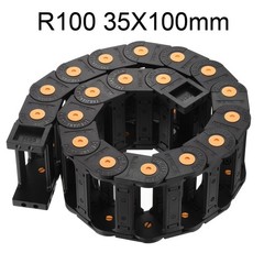 Drag Chain Cable Carrier Open Type End Connectors R100 35x100mm 1M Plastic Black