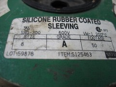 NEW NATVAR SRG-300 SZ8 SILICONE COATED FIBERGLASS TUBING 50FT 600V P9518