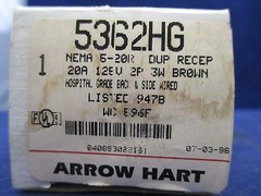 Arrow Hart 5362HG Duplex Receptacle new