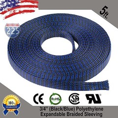 5 FT 3/4″ Black Blue Expandable Wire Sleeving Sheathing Braided Loom Tubing US