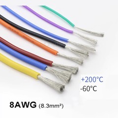 8AWG 8.3mm² Flexible Silicone Cable, HIGH TEMP 200℃, 0.08mm Tinned Copper Wire
