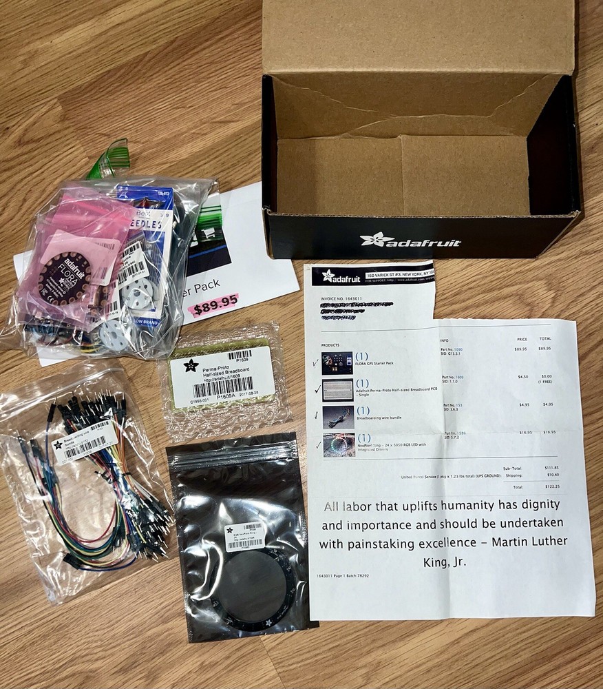 Adafruit BUNDLE FLORA GPS Starter #1090, NeoPixel Ring 24 x 5050 RGB LED #1586 +