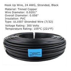 50FT/100FT UL 1007 24AWG PVC Electronic Gauge Stranded Hook Up Wire Black Red