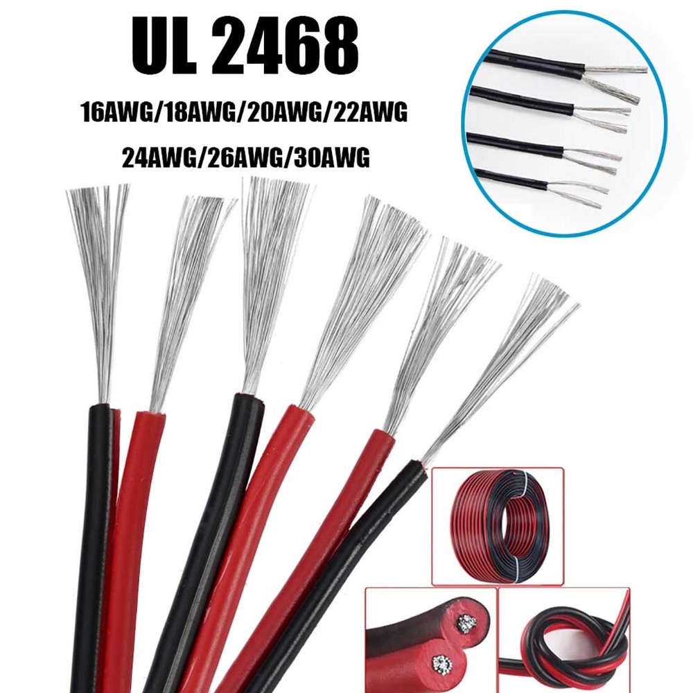 Twin 2-Core PVC Car Audio Cable 16~28 AWG Tinned Copper Stranded Electrical Wire