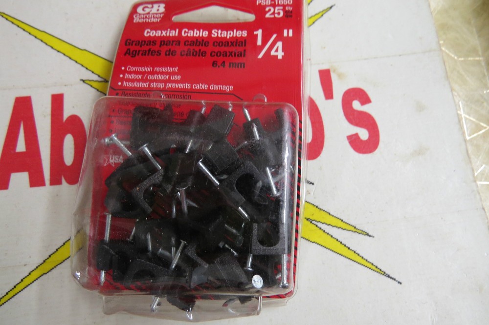 Gardner Bender PSB-1650, Coaxial Staples, pkg of 25, black 1/4″