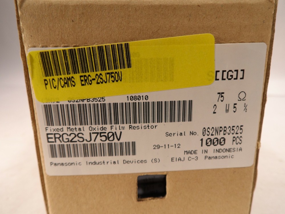PANASONIC Lot of 1000 ERG-2SJ750V Fixed Metal Oxide Film Resistor 2w 75ohms 5%