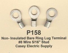 25 Non Insulated Bare RING Lug Terminal Connector #8 Wire Gauge 5/16″ Stud USA