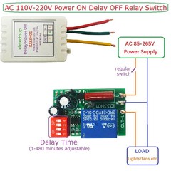 Delay Relay Module 1–480Min AC110V 220V Power-ON OFF Disconnect Switch 7A Output