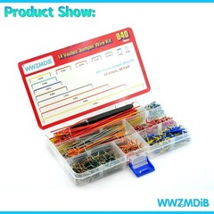 840 Pin Breadboard Jumper Wires Kit 14 Vaules 2-125mm, Single Strand, Assorted